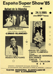 32077 Aankondiging Spaanse avond door vereniging van Spanjaarden ( oorspronkelijk Spaanse gastarbeiders), 1985