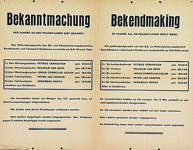 32181 Bekenmaking van het doodvonnis van de stakers Trefwoorden: Bezetting, 03-05-0943 - 1943