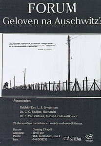 32281 Aankondiging lezing over de Godsvraag na Auschwitz, 1996