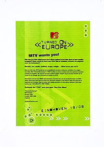 32340 Oproep van programma TOE van jongerenzender MTV Trefwoorden: Europa, jongeren, 1996