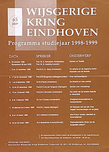 32795 Jaar programma filosofische lezingen van de Wijsgerige Kring Eindhoven, 1998