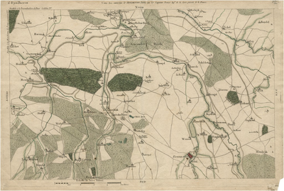 55429 Carte chorographique de la Belgique en 69 feuilles, blad 6: kaart van omgeving van Eindhoven tussen in het westen ...