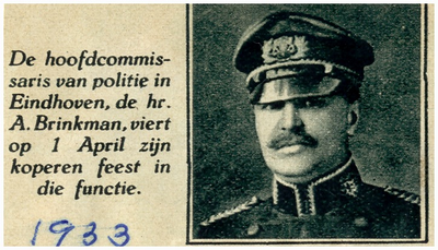 145108 Gerrit Frederik Brinkman, hoofdcommisaris van politie 1920 - 1941, 1933