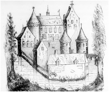 188369-009 Tekening van het kasteel van Eindhoven