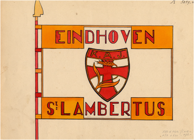 188506 Ontwerptekening voor een vaandel ten behoeve van Katholieke Arbeidersjeugd (K.A.J.) St. Lambertus, 1930