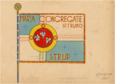 188507 Ontwerptekening voor een vaandel ten behoeve van de Maria Congregatie St. Trudo, Strijp, 1930