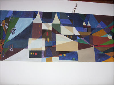 221275 Serie van 24 foto's. Kanaaldijk N.O., Muurschildering van L. Schutte, gemaakt in 1964, op de muur van gebouw ...