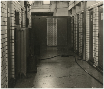 250431 Een serie van 11 foto's betreffende het badhuis Lavendelplein 56. Gang, 19-10-1953