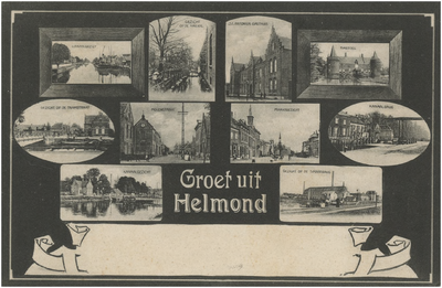 253561 Collage van 10 foto's waarop: 1. Kanaaldijk bij Gedempte Haven, 2. Groenpad, 3. St. anthonius Gasthuis, 4. ...
