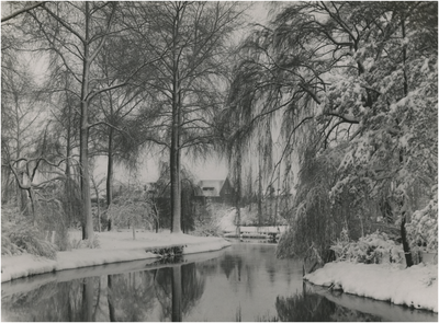193605 Winteropname van het Elzentpark: de Dommel. Op de achtergrond de Jacob Catslaan, 12-1937