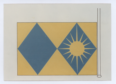 569609 De onthulling van de nieuwe gemeentevlag. Het definitieve ontwerp, 31-03-1977
