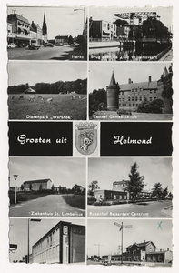 100034 Acht afbeeldingen: - Markt; - Veestraatbrug; - Jan Visserpark; - Kasteel; - Ziekenhuis St. Lambertus; - ...
