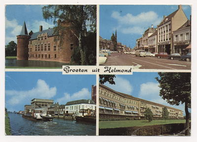 100052 Vier afbeeldingen: - Kasteel; - Kanaaldijk N.O.; - Markt; - Wesselmanlaan, St. Lambertusziekenhuis, 1965 - 1975