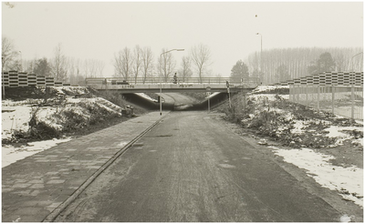 102138 Heeklaan. Viaduct met daaronder fietspad, ter hoogte van de 'Tarbotstraat', 26-11-1985