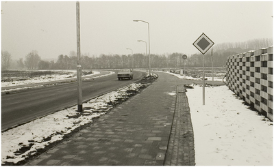 102143 Heeklaan, gezien in de richting van het 'Goor'. Geluidswal ter hoogte van de Tarbotstraat, 26-11-1985