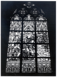 103893 Kerkstraat. Interieur kerk Sint Lambertus. Gebrandschilderd raam: De Heilge Antonius van Padua predikt voor de ...