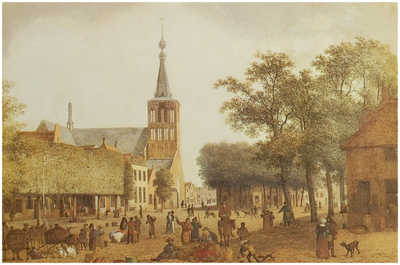 104219 Markt. Foto van een gouache, ca. 1805