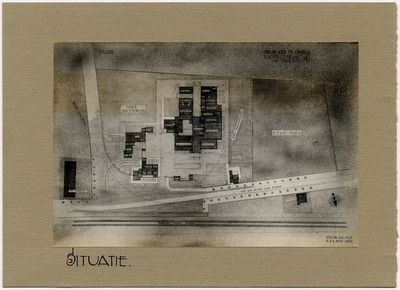 105730 Foto van ontwerp van openbaar slachthuis aan de Rooseindsestraat 5, 01-1928