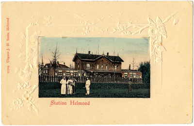106036 Stationsplein. Achterzijde van het station, gezien vanaf de Buiten Parallelweg, 1895 - 1905