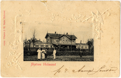106037 Stationsplein. Achterzijde van het station, gezien vanaf de Buiten Parallelweg, 1895 - 1905