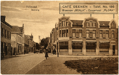 106262 Steenweg, gezien vanaf de kruising met de Kromme Steenweg in de richting 'Kanaaldijk'. Rechts op de hoek café ...