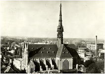 106703 Veestraat. Panorama vanaf de toren van de kerk Sint Lambertus. Het beeld wordt gedomineerd door de kerk Heilig ...
