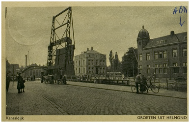 108350 Veestraatbrug. Veestraatbrug, gezien in zuidelijke richting, 1945 - 1955