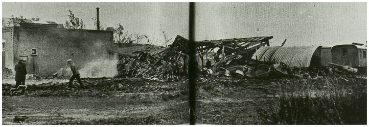 113117 Brand in de opslagplaats van de heer Swinden, aan de ''Zuid-Willemsvaart''. De brand na de ravage, 01-11-1928 - ...