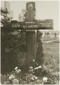 114331 2 de Wereldoorlog 1940 - 1944. Graf van A.J. Jacobs geboren te Helmond 13 Maart 1912 en in Cuijck gesneuveld op ...