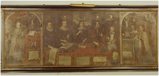 116313 Het schilderstuk der Collectoren, der Beurzenstichting, van Heer en Mester Jan van Aerle. De voorstelling is ...