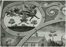 116347 Detail van het schilderij van St. Antonius. Duivels die de heilige omhoogdragen, 5-11-1984