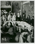 116356 Bruiloft te Kana, waar een zwaan en de kop van een everzwijn worden geserveerd.Schilderij van Jeroen Bosch, 15de ...