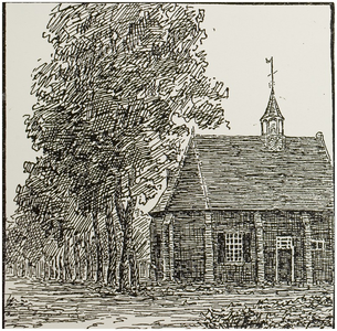 119714 Eersel. Raadhuis voor de restauratie. Pentekening van P. Panhuizen, 1919