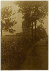 119804 Noord Brabants landschap. Midden een gedeelte van een typisch Brabants boerderijtje in een rustieke omgeving, z.j.