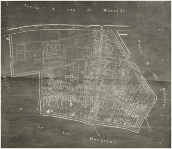 120293 Helmond. Reproductie van kadasterkaart sectie D, binnenstad ( 1832 )., 1832