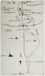 120330 Reproductie schetsmatige eenvoudige kaart van de weg tussen Eindhoven en Helmond in 1807. NB: originele kaart ...