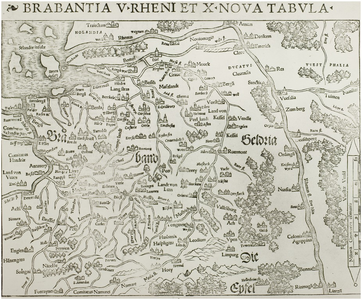 120372 Reproductie van een kaart getiteld Brabantia V Rheni et x Nova Tabula., z.j.