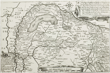 120407 Reproduktie van een kaart, vervaardigd door Floris Baltesers, waarop aangegeven de tocht van Prins Maurits door ...