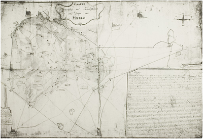 120408 Reproductie van een kaart van 3 maart 1800 van Mierlo met daarop aangegeven de grenspalen, vervaardigd door A. ...