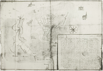 120409 Reproductie van een kaart van de groene gemeint (gemeenschappelijke gronden) van Mierlo, vervaardigd door A. ...