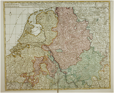 120425 Reproductie van een kaart van West Europa. Op de achterzijde een alfabetische lijst op plaatsnamen. Schaal ...