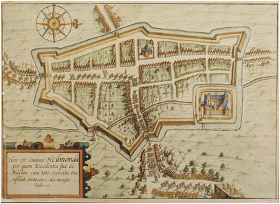 120429 Helmond. Plattegrond. Uit Beschrijvinghe van alle de Nederlanden door M. Lowijs Guicciardijn A.D. 1612 , 1602