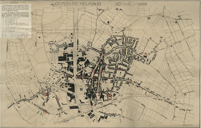 175306 Kaart van de Gemeente Helmond waarop met rode cirkel is aangegeven de plaatsen waarvoor een vergunning tot de ...