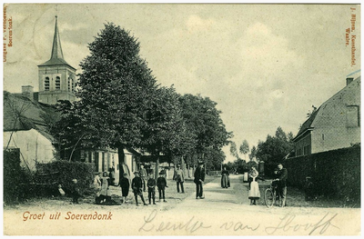 45202 Dorpsstraat Soerendonk: rechts café Sies Verhoeven naderhand smederij Jo Brugmans, 1910