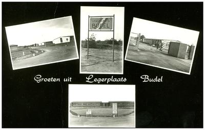 46504 Collage van 4 foto's betreffende de legerplaats Budel, 1962