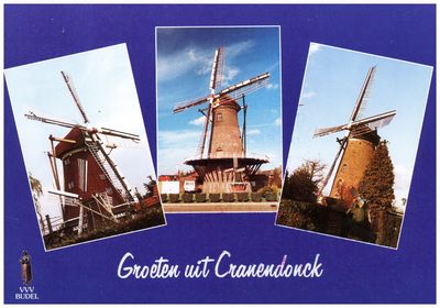 46527 Collage van 3 foto's: molens in Cranendonck v.l.n.r. Janzona, Nooitgedagt en Zeldenrust, 1982 - 1990