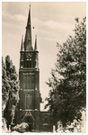 46665 R.K. Kerk O.L.V. Visitatie Budel, Vooraanzicht kerk met toren, 1970