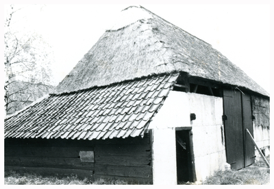 46868 Schuur kortgevel boerderij Budel. Zie ook 0046865. Bouwjaar 1891 gemeentelijk monument, 1990-1995