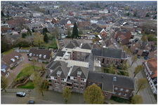 50389 Luchtfoto, genomen vanuit kerktoren R.K.Kerk O.L.V. Visitatie Budel, 10-04-2019