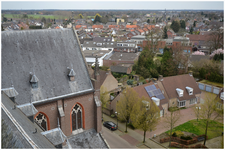 50404 Luchtfoto, genomen vanuit kerktoren R.K.Kerk O.L.V. Visitatie Budel, 10-04-2019